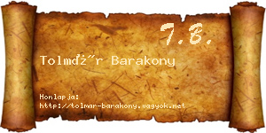 Tolmár Barakony névjegykártya